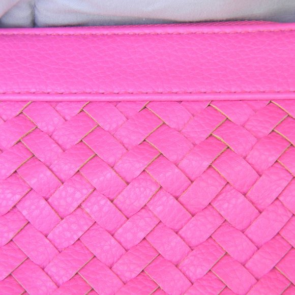 Deux Lux Handbag Hot Pink Vegan Leather Weave Large Purse - Picture 4 of 11